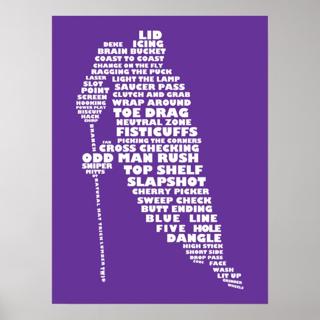 Ice Hockey Player Calligram Poster (Framsidan)
