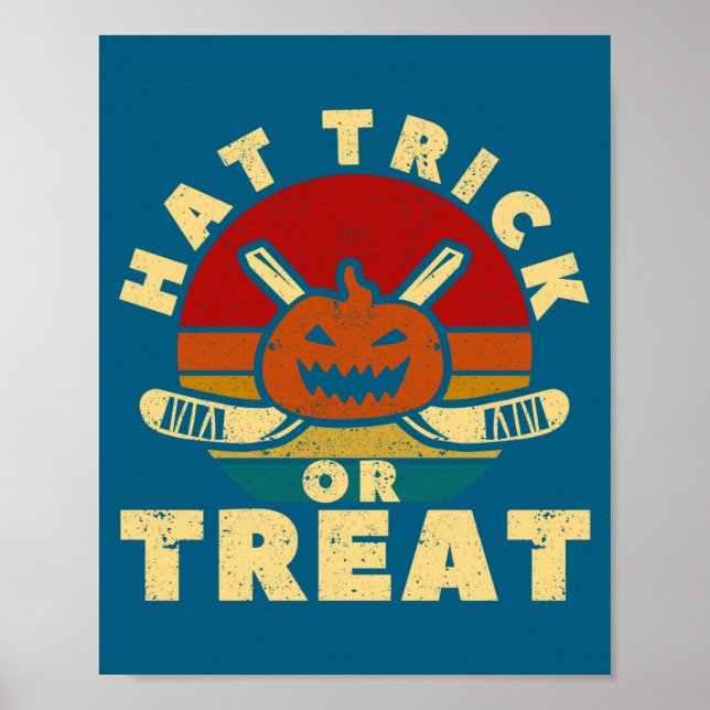 Ice Hockey Player Coach Halloween Pumpkin Hat Tric Poster (Framsidan)