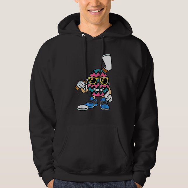 Ice Hockey Player Egg Påsk Day Funny Sports Boys Hoodie (Framsida)