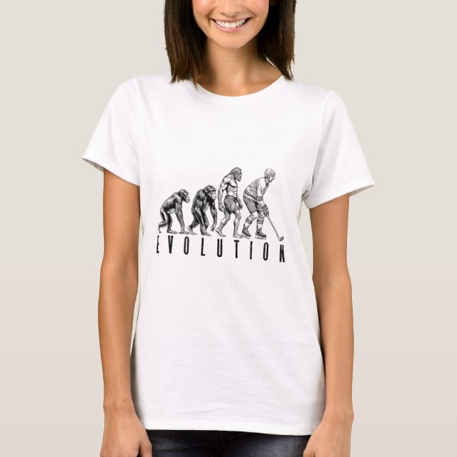 Ice Hockey Player Evolution Funny Man Ape Caveman  T Shirt (Framsida)
