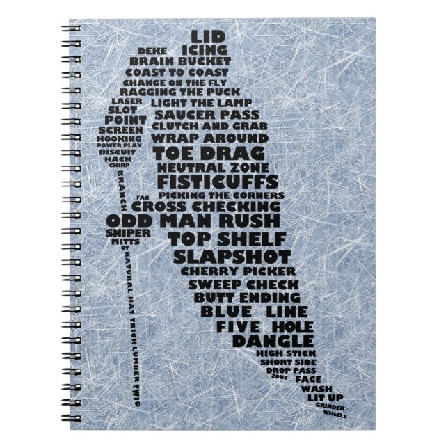 Ice Hockey Player Ord Art Notebook Anteckningsbok Med Spiral (Framsidan)