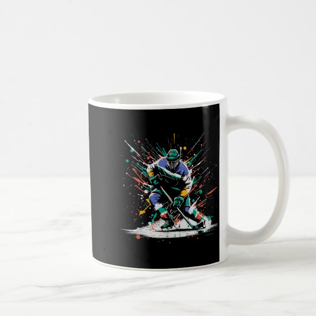 Ice Hockey Player Paint Splatter Art Srts Men Boys Kaffemugg (Höger)