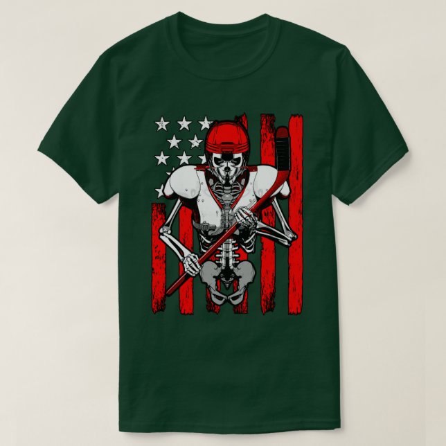 Ice Hockey Player Skeleton Idrottsman Halloween US T Shirt (Design framsida)