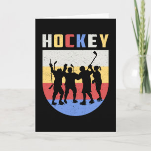 Ice Hockey Player Stick Team Puck Retro Funny Gift Kort