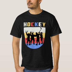 Ice Hockey Player Stick Team Puck Retro Funny Gift T Shirt