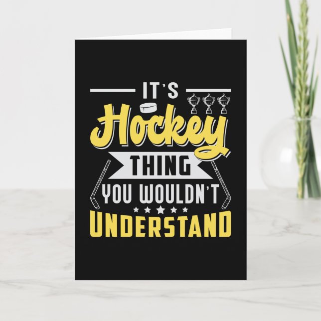 Ice Hockey Player Stick Team Puck Sports Gift Idea Kort (Framsida)