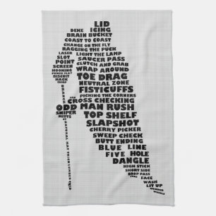 Ice Hockey Player Typography Tea Towel Kökshandduk