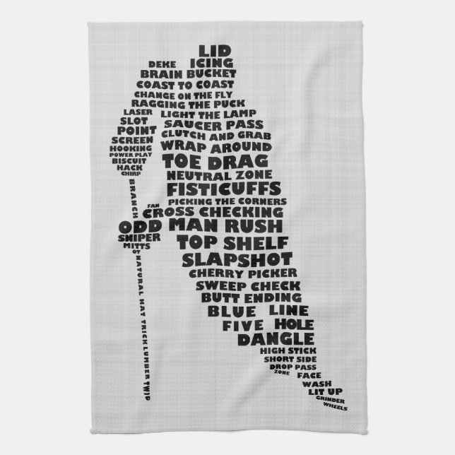 Ice Hockey Player Typography Tea Towel Kökshandduk (Vertikal)