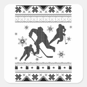 Ice Hockey Player Ugly jul Hockey Gift Fyrkantigt Klistermärke