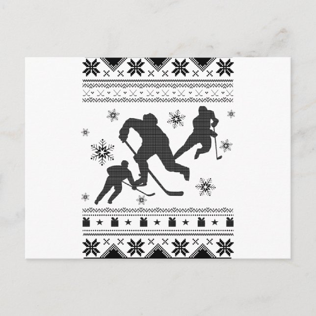 Ice Hockey Player Ugly jul | Hockey Gift Vykort (Framsida)