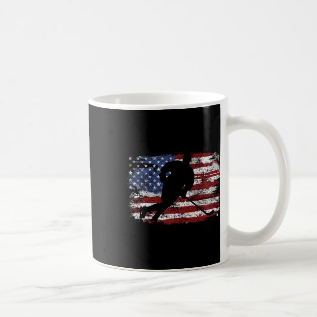 Ice Hockey Player Usa American Flag 4th Of July Gi Kaffemugg (Höger)