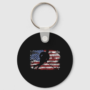 Ice Hockey Player USA American Flagga 4:e juli Gi Nyckelring