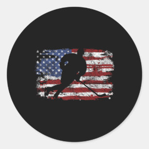 Ice Hockey Player USA American Flagga 4:e juli Gi Runt Klistermärke