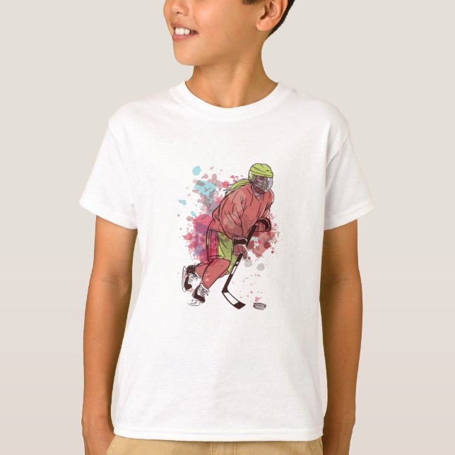 ICE HOCKEY PLAYER WATERCOLOR T SHIRT (Framsida)