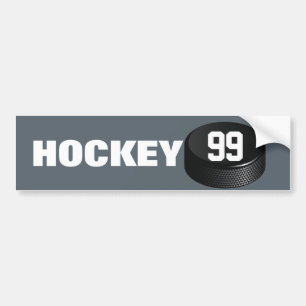 Ice Hockey Puck med Player Number Bumper Sticker Bildekal