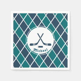 Ice Hockey Pucks Personlig Stripe Blue & Grönt Pappersservett