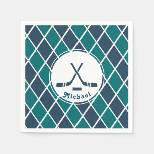 Ice Hockey Pucks Personlig Stripe Blue & Grönt Pappersservett