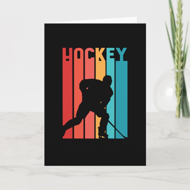 Ice Hockey Retro Vintage Silhouette Kort (Framsida)