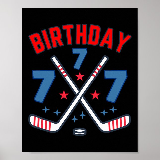 Ice Hockey Seven Birthday Boy 7th Party Boys Age 7 Poster (Framsidan)
