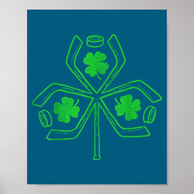 Ice Hockey Shamrock Clover St Patricks Day Player  Poster (Framsidan)