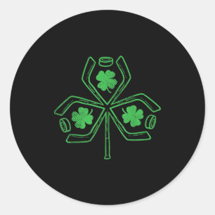 Ice Hockey Shamrock Klöver St patricks day Player Runt Klistermärke