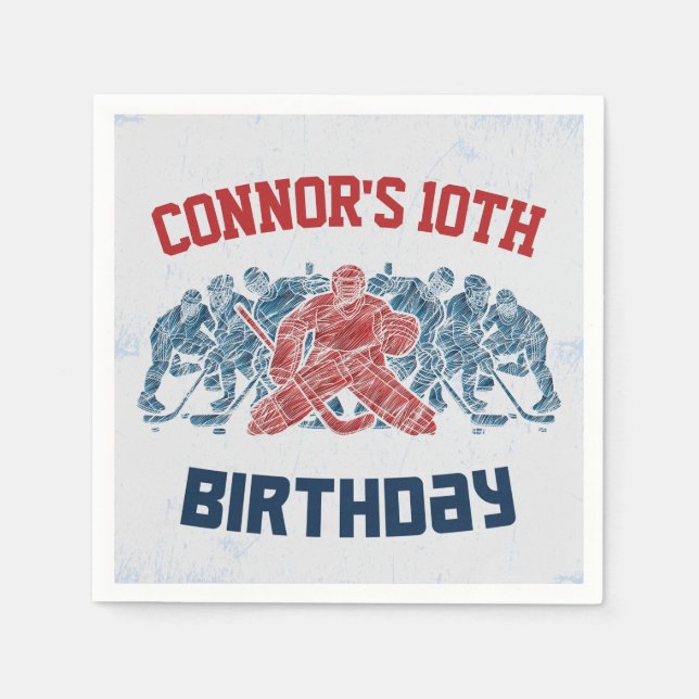 Ice Hockey Skate Rink Grattis på födelsedagen Pappersservett (Framsidan)