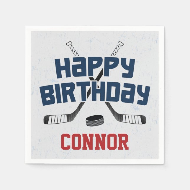 Ice Hockey Skate Rink Grattis på födelsedagen Pappersservett (Framsidan)