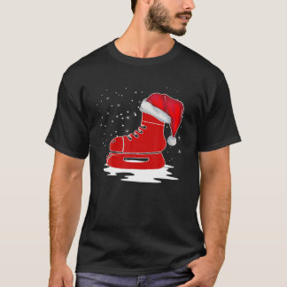 Ice Hockey Skates Santa Hat jul Pajamas Matc T Shirt