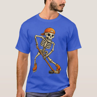 Ice Hockey Skeleton Halloween Costume Men Boys fun T Shirt
