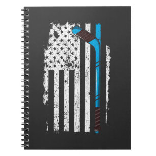 Ice Hockey Stick amerikansk Flagga Anteckningsbok