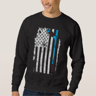 Ice Hockey Stick amerikansk Flagga Lång Ärmad Tröja
