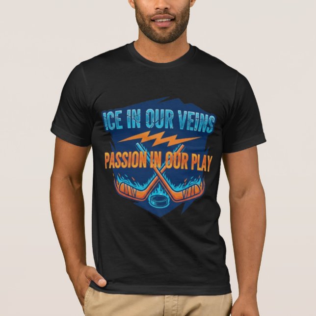 Ice Hockey Sticks & Puck: Motivational Quote  T Shirt (Framsida)