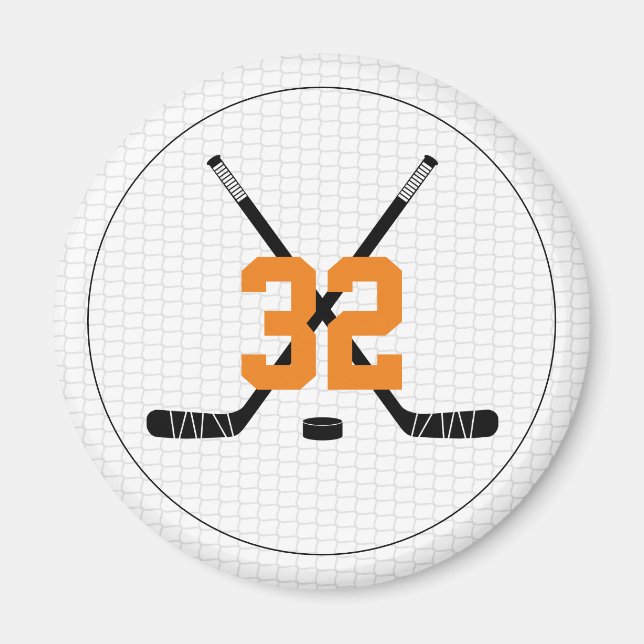Ice Hockey Sticks Puck Player Number Team Färg Magnet (Framsidan)