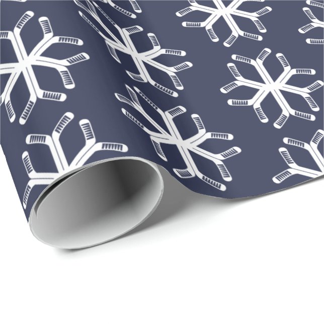 Ice Hockey Sticks Snowflake Mönster Gift Wrap Presentpapper (Rullad Hörn)