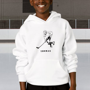 Ice Hockey Team Player Puck Silhouette Boys Namn T Shirt