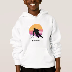 Ice Hockey Team Player Retro Sunset Barn Namn T Shirt