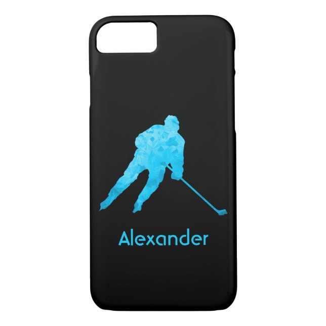 Ice Hockey-telefonväska med namn svart turkos Case-Mate iPhone Skal (Baksida)