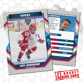 Ice Hockey Trading Card i Coola Red Blue Grått Visitkort