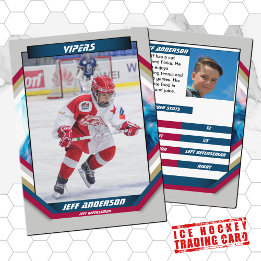 Ice Hockey Trading Card i Coola Red Blue Grått Visitkort