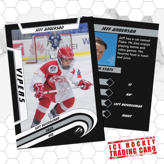 Ice Hockey Trading Card i Silver i levande år (Silver charm for young hockey stars. Stylish trading card, perfect for kids in the ice hockey league)