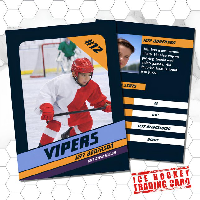 Ice Hockey Trading Card i Vibrant Violet (Proudly share youre kids' achievements)