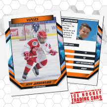 Ice Hockey Trading Card in Coola Orange White