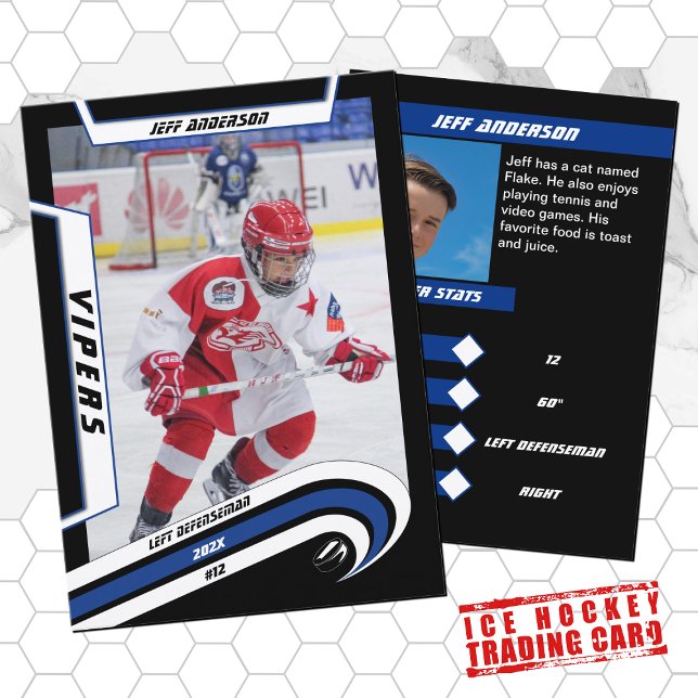 Ice Hockey Trafikkort i levande blått (Youthful blue hockey card ideal for kids in the little league. Stylish souvenir and perfect gift.)