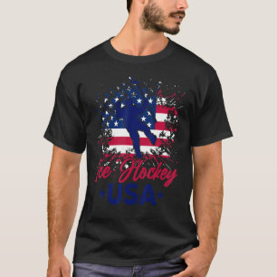 Ice Hockey USA Support Team Retro USA flagga Ice H T Shirt