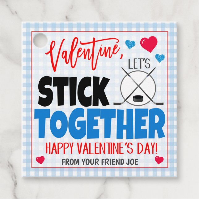 Ice Hockey Valentine Gift Märkre Gåvor Etiketter (Framsida)