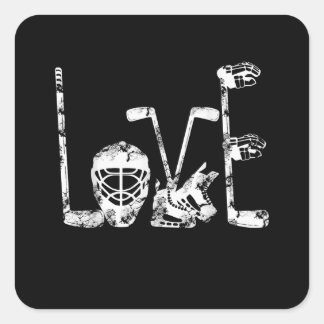 Ice Hockey Valentines day Kärlek Cute Gift Boys Gi Fyrkantigt Klistermärke
