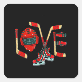 Ice Hockey Valentines day Kärlek Cute Gift Boys Gi Fyrkantigt Klistermärke