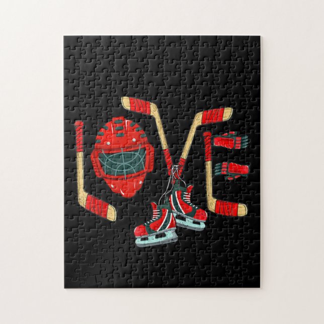 Ice Hockey Valentines day Kärlek Cute Gift Boys Gi Pussel (Vertikal)