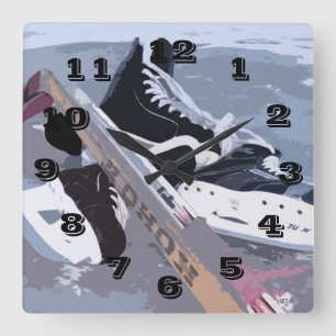 Ice Hockey Wall Clock Fyrkantig Klocka
