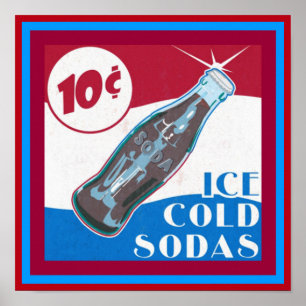 Ice Kall Sodas Vintage annons Poster
